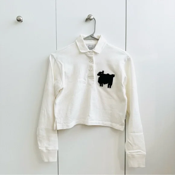 Rowing Blazers x Warm & Wonderful Cropped Sheep Rugby Polo Top - Picture 6 of 11